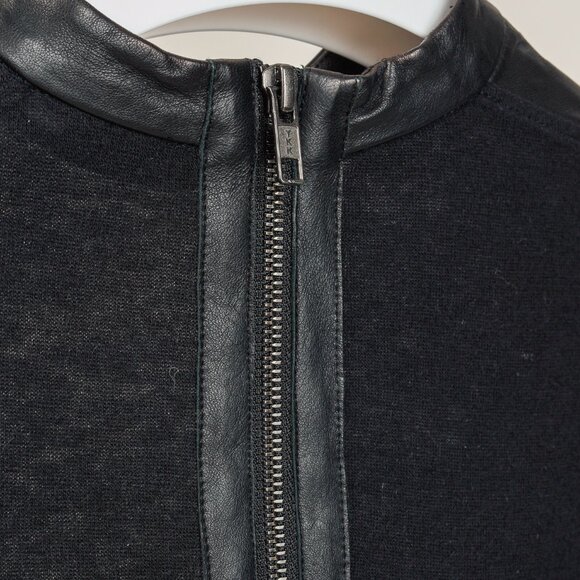 Helmut Lang Black Angora Leather-Trim Cozy Long Sleeve Top - Picture 8 of 11